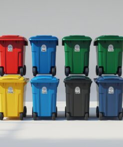 Yellow 120 liter wheelie bin