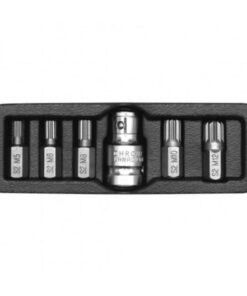 Spline Bit Socket Set - Chrome Vanadium - 1/2" Connector - Standard Length - 6 Piece - YT-0414