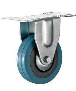 Castor Wheels - Blue Rubber - Fixed Wheel - 100mm - TOOC445