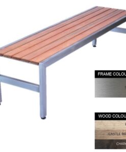 Slimline Bench - Stainless Steel 304 and Wood - Adj. Feet - 45x180x45cm - Colour Options - SL4241S