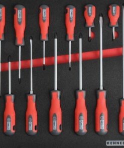 KennedyPro Screwdriver Set - 12 Pieces - with 2/3 Width Foam Tool Control Inlay for Tool Chests