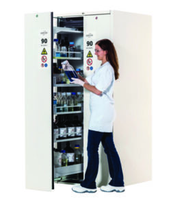 Asecos Safety Storage Cabinet Type 90 V-MOVE, 819 x 863 x 1966 mm (HxWxD), Corpus and Doors RAL 9010 Pure White Smooth