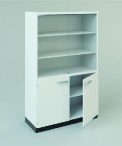 Tall storage cabinet 900x350x1920mm (WxDxH) top 2 slid.doors, bottom 2 doors, 3 shelves, lockable