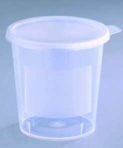 Beaker 400 ml, PP, white w. snap lid, not assembled, not graduated, pack of 460