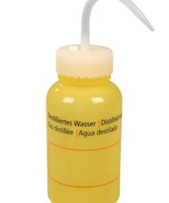 Bürkle LeakProof Wash Bottle 500 ml, LDPE, "Dest. Water" Printing in German, English, and French
