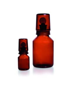 DWK Duran Acid Cap Bottle, Amber Glass with NS Pennyhead Stopper, Interchangeable Glass Cap, 250 mL