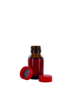 Behr Narrow Neck Bottle NB 50 GT, 50ml Amber Glass, with Closure and PTFE-Insert, Thread Dia. 28mm