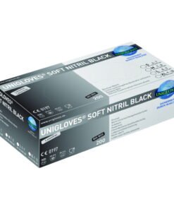 Unigloves Soft Nitrile Gloves, Size M 7-8, Soft Nitril Black, Big Box, Pack of 200