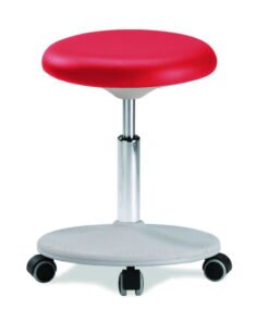 Interstuhl Büromöbel Stool Labster, Red Synthetic Leather Skai, Height Adjustable 450–650 mm, Castors, Disc Feet and Plastic Units, Platinum Grey