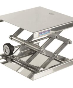 BOCHEM Lab-Jack, 18/10 Stainless Steel 400 x 400 mm, with Adjusting Wheel for Ratchet including Ratchet