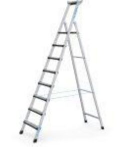 ZARGES Stepladders, 8 Steps, Safety Platform High 1.76m One-Side Use Only, Aluminium