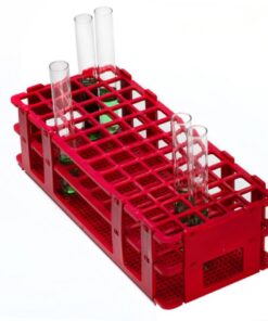 Bel-Art Test Tube Rack 60 Places, D: 16 mm, 5 x 12, Red, Autoclavable