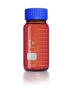 DWK Duran Thread Bottle 1000 ml, Wide Neck Amber, with GLS 80 Thread Complete