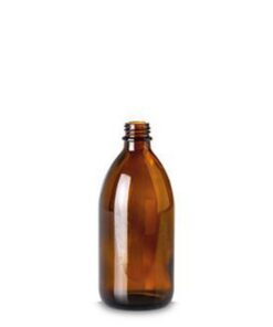 RIXIUS Amber Glass Narrow‑Neck Bottle 250 mL, DIN 22, Without Cap 9072161 (Pack of 42)