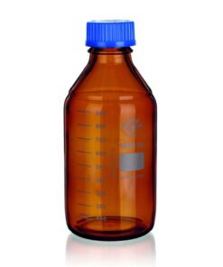 Bohemia Cristal Laboratory Thread Bottle, 10000ml with Blue Cap and Effuse Ring, GL-45, Brown Coated, ISO 4796-1, Borosilicate Glass 3.3