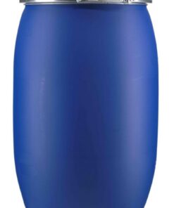 Kautex Barrels, PE-LD, with Standard Lid and Clamping Ring Blue, Cap. 120 Ltrs, Pack of 3