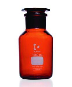 DWK Duran Wide Neck Reagent Bottle, Amber Glass with NS Glass Stopper/Cap, 500 mL