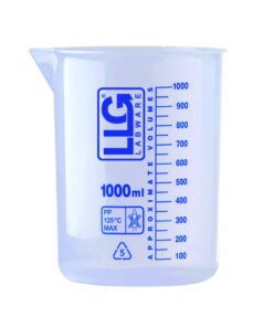 LLG Beaker 25 ml Low Form PP ISO 7056 Blue Scale Pack of 2