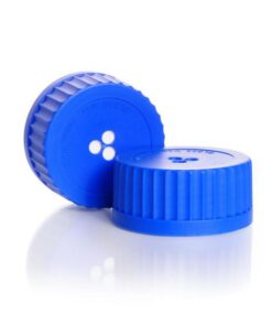 DWK Duran Membrane Screw Caps GLS 80, PP Blue, for Laboratory Glass Bottles, ePTFE Pore Size 0.2 µm, Pack of 2