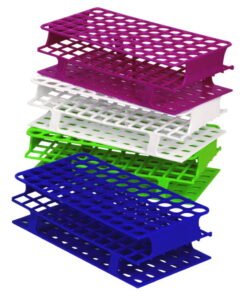 Heathrow Scientific Test Tube Rack OneRack for 72 Tubes of 16mm Ø, Blue POM, 127x250x70mm