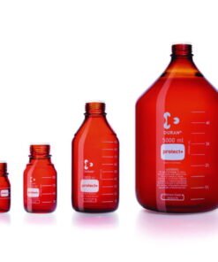 DWK Duran Laboratory Glass Bottle GL 45 Amber Protect+ Plastic-Coated (PA12) with Dust Cap - 100 mL​