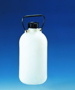 BRAND Storage Bottle 10 L PE-HD Narrow Neck with Screw Cap and Carrying Handle without Stopcock (Ø 210mm, H 420mm, Inner Neck Ø 54mm)