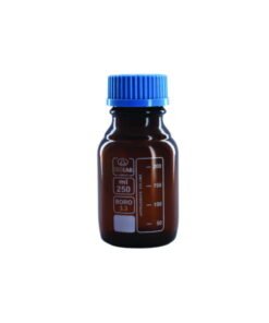 Bottle 250 ml amber, boro, with screw cap, coated