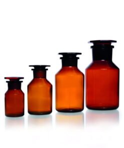 DWK Duran Wide Neck Reagent Bottle, Amber Soda Glass with NS Glass Stopper/Cap, 100 mL