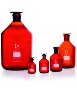DWK Duran Narrow Neck Reagent Bottle, Amber Glass with NS Glass Stopper/Cap, 2000 mL