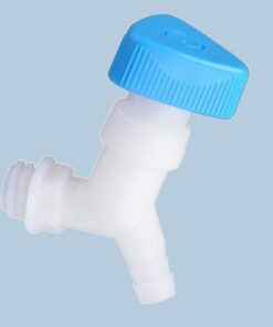 Stopcock curved, handle above with beak connection 12mm wide thread