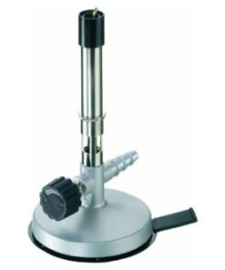Carl Friedrich Usbeck Bunsen Burner with Air Regulation, Needle Valve, and Pilot Flame for Natural Gas