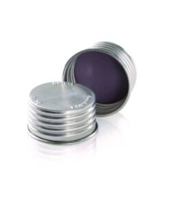 DWK Duran Aluminium Screw Closure GL 45, Silver with High-Temperature Cap Liner (PTFE-Coated Red FKM), Pack of 10