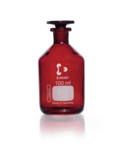 DWK Duran 100 mL Narrow Neck Amber Reagent Bottle with Glass Stopper