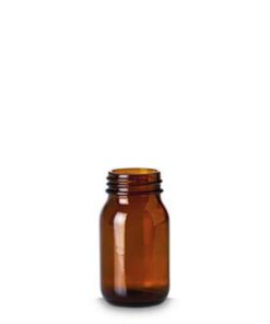 RIXIUS Wide-Neck Amber Glass Bottle 100 mL, DIN 40, Without Cap 9072165 (Pack of 56)