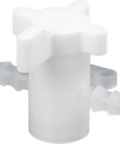 Bürkle 2-Way Stopcock, PVDF, 4 mm Bore, for 5–7 mm Tubing