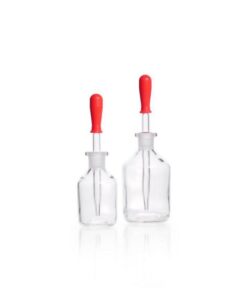 DWK Duran 50 mL Clear Glass Dropping Bottle with Glass Pipette and Rubber Teat