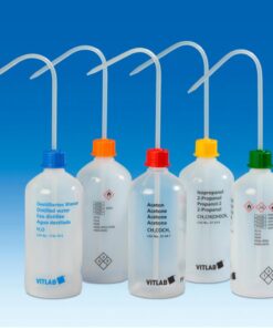 VITLAB Safety Washing Bottle 500 ml, Narrow Neck, PE-LD, GL 25, Methanol with VENT CAP Screw Connection