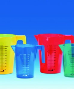 VITLAB Set Measuring Beaker 500 ml PP Colored Stackable (Blue, Yellow, Red, Green)