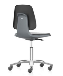 Interstuhl Büromöbel Laboratory Chair Labsit 2 with Castors Integral Foam 9588, Black 2000, Seat Shell Anthracite, Alu Base Polished