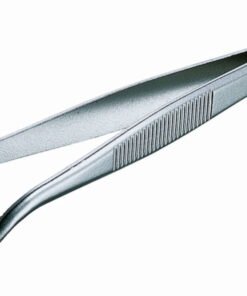 Tweezers stainless, bent, blunt, 145 mm