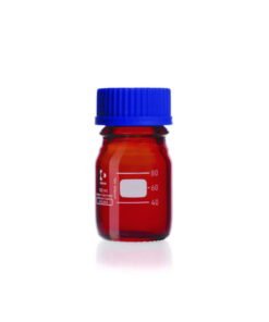 DWK Duran Laboratory Bottle, Amber Glass, Graduated, 100 mL, with Screw Cap and Spout, GL 45 Cap