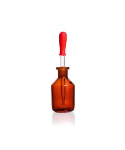 DWK Duran Dropping Bottle with Glass Pipette and Rubber Teat, Amber Glass, 100 mL