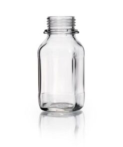 DWK Duran Square Screw Cap Bottle, 250 ml, Wide Neck, Clear, Thread 45, Soda-Lime Glass (Without Cap)