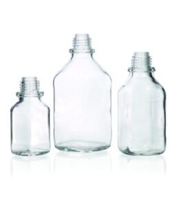 DWK Duran 100 mL Clear Soda Lime Glass Square Bottle, Narrow Neck, Without Dust-Proof Cap