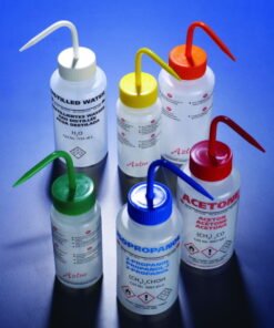 DWK 500 mL Wide Neck Ethanol Wash Bottles in 4 Languages with Orange Closure (Pack of 5)