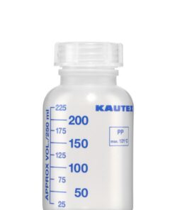Kautex Textron Wide Neck Autoclavable PP Bottle with Screw Cap 250 mL Graduated
