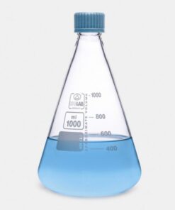 ISOLAB Erlenmeyer Flask, 100 mL, Borosilicate Glass 3.3, White Graduated, with Screw Cap GL32