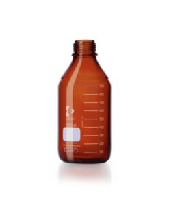 DWK Duran Amber Glass Laboratory Bottle, 1000 mL, Graduated, GL 45, Without Screw Cap
