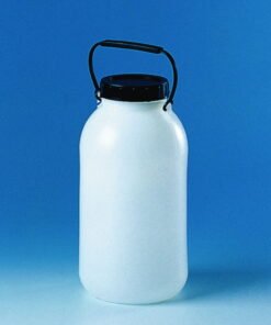 BRAND Storage Bottle 10 L PE-HD Wide Neck with Screw Cap and Carrying Handle, without Stopcock, Ø 210 mm, H 395 mm, Inner Neck Ø 98 mm