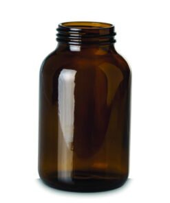 RIXIUS Wide‑Neck Bottles 1000 mL, Amber DIN 68, Without 9072167 Screw Cap (Pack of 12)